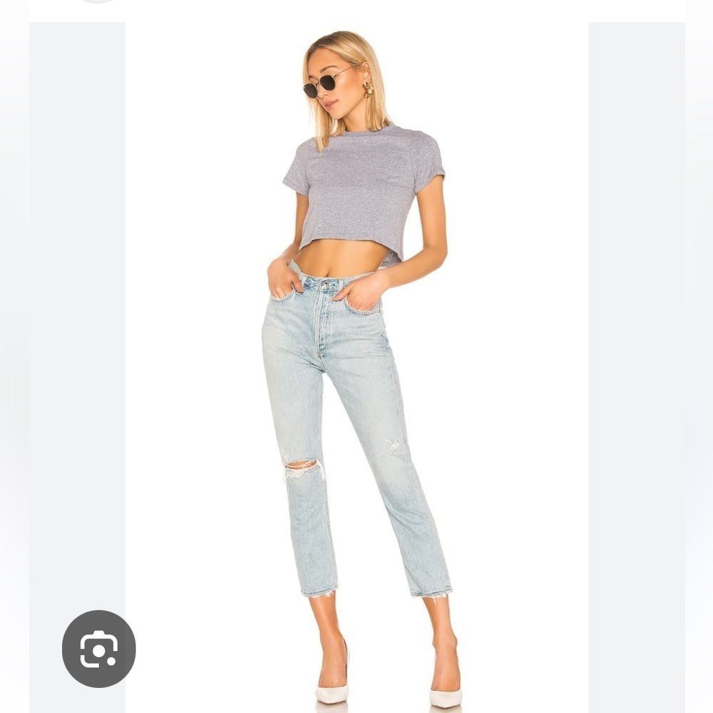 Agolde Riley High Rise Straight Crop in Shatter Light Wash size 23
